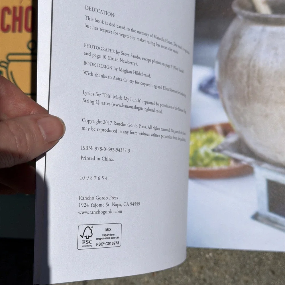 The Rancho Gordo Vegetarian Kitchen Vol 1 Extra Recipe insert Sando Newberry